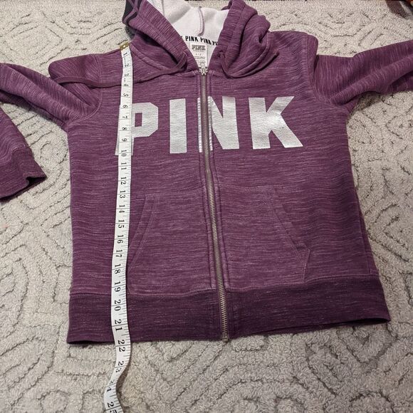 PINK Purple heather hoodie with front decor size Small @L - Picture 8 of 9